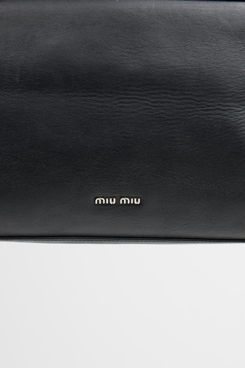 Miu Miu Black Leather Buckled Messenger Crossbody Bag