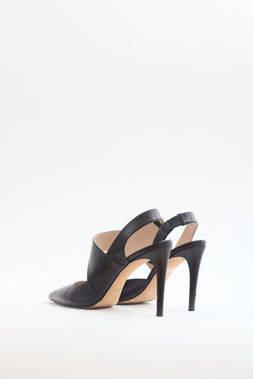 Miu Miu Black Leather Slingback Pump