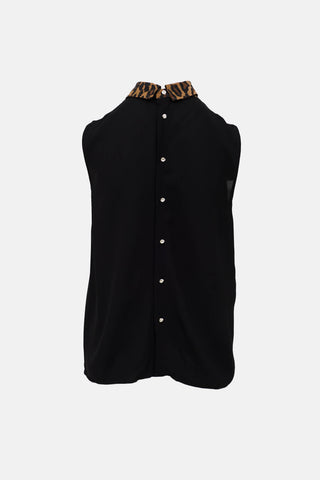 2018 Printed Collar Top