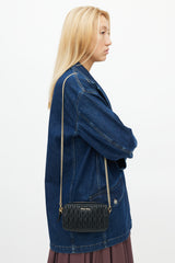 Miu Miu Black Matelasse Logo Chain Belt Bag
