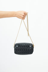 Miu Miu Black Matelasse Logo Chain Belt Bag