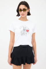 Miu Miu Black Bow Raw Hem Ruffled Skirt