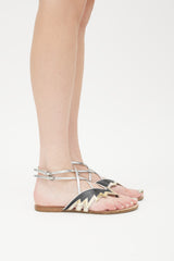 Miu Miu Black & Multicolour Leather Metallic Strappy Sandal