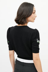 Miu Miu Black & Multicolour Wool Floral Sequin Top