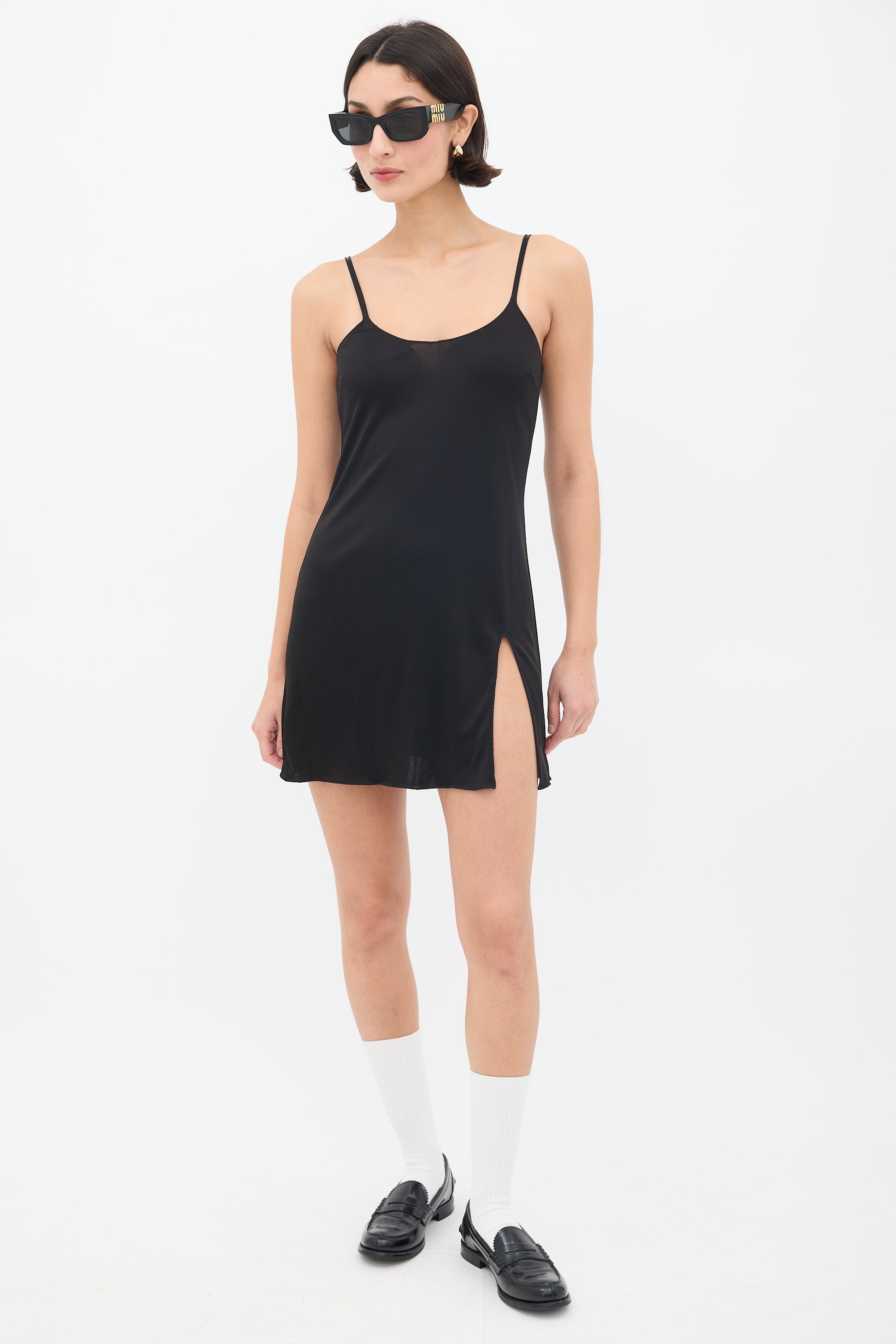 Miu Miu // Black Nylon Mini Slip Dress – VSP Consignment