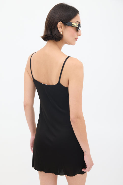 Miu Miu Black Nylon Mini Slip Dress