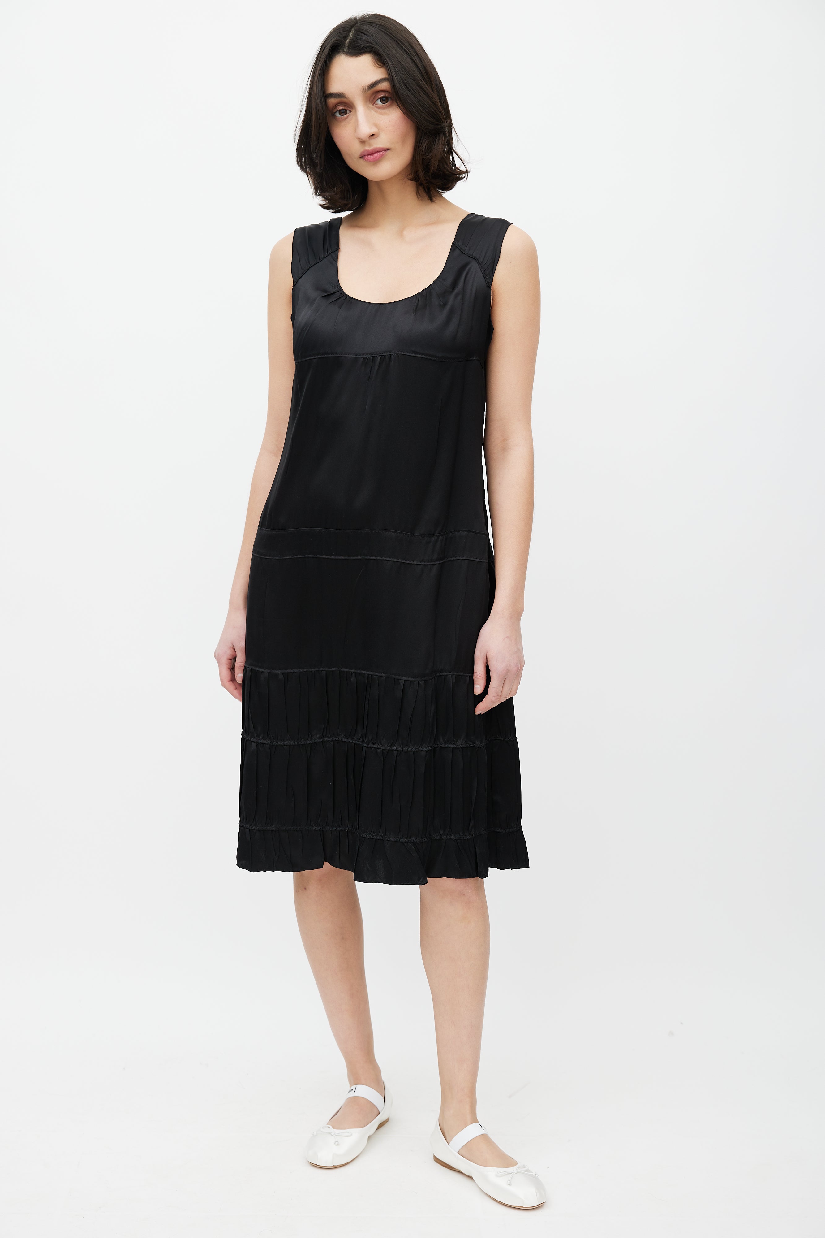 miu miu black silk dress Satin slip dress in black - Miu Miu