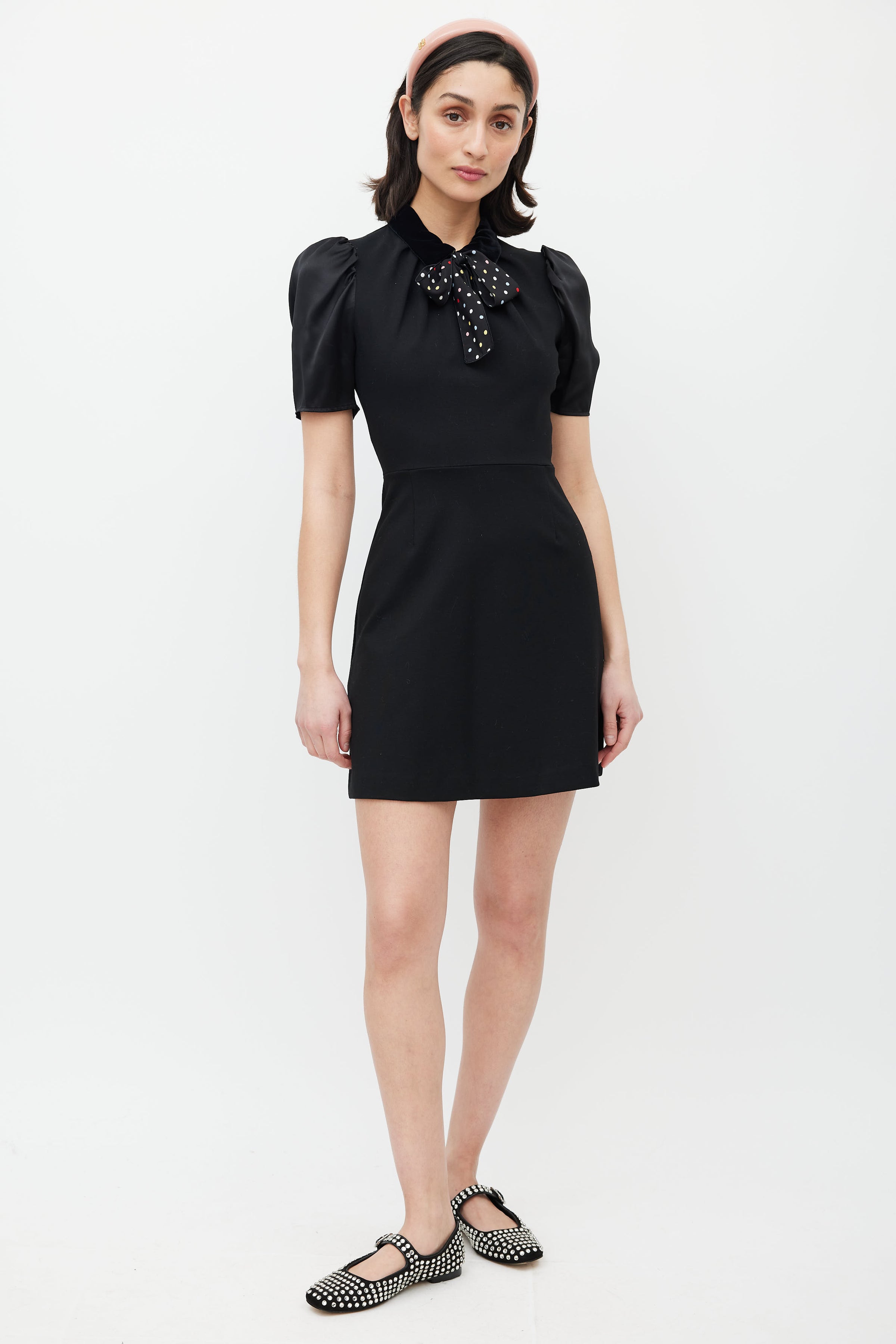 Miu Miu // Black Puffed Sleeve Polka Dot Belted Dress – VSP Consignment Miu Miu // Black Puffed Sleeve Polka Dot Belted Dress – VSP Consignment