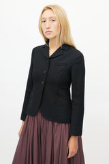 Miu Miu Black Raw Hem Trim Cropped Blazer