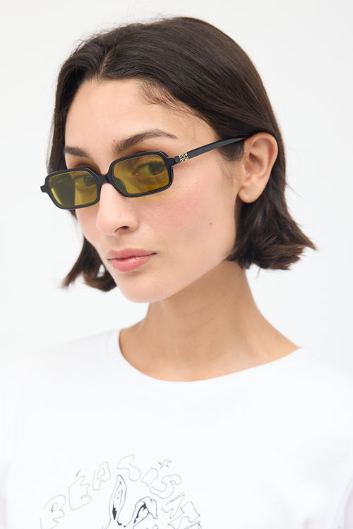 Miu Miu Black & Yellow Rectangular Regard SMU11Z Sunglasses