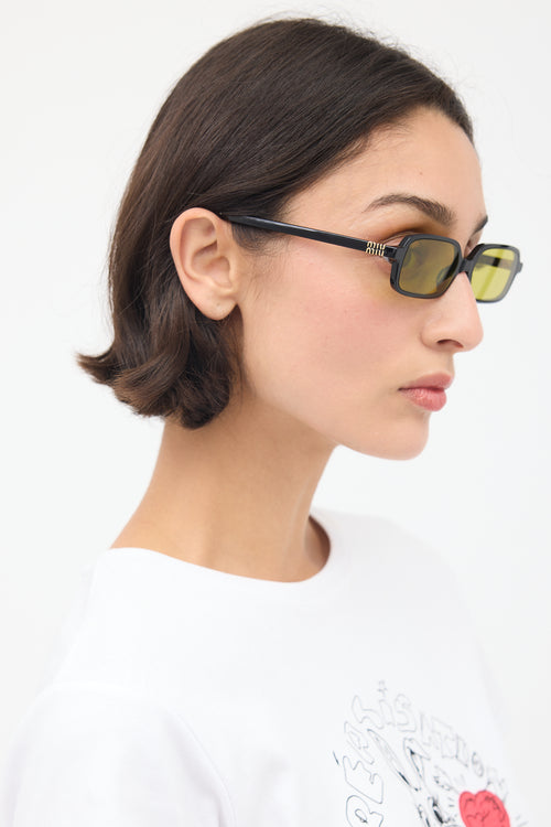 Miu Miu Black & Yellow Rectangular Regard SMU11Z Sunglasses