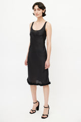 Miu Miu Black Ruffled Slip Dress