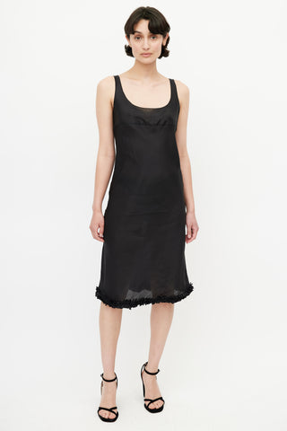 Miu Miu Black Ruffled Slip Dress