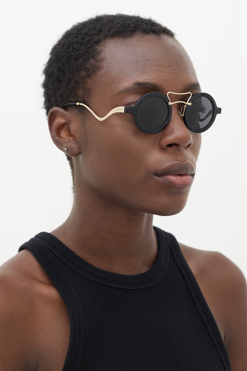 Miu Miu Black SMU02V Circular Sunglasses