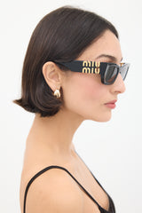 Miu Miu Black SMU09W Geometric Cat Eye Sunglasses