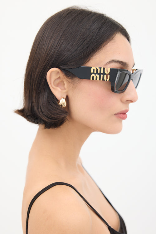 Miu Miu Black SMU09W Geometric Cat Eye Sunglasses