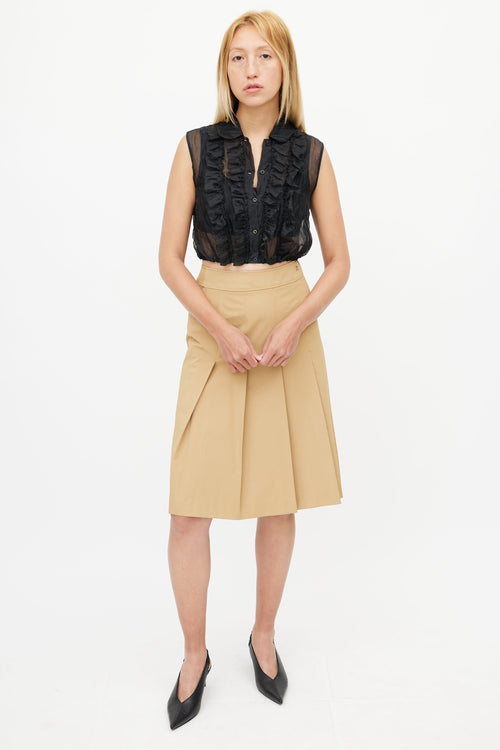 Miu Miu Black Sheer Ruffled Sleeveless Top