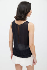 Miu Miu Black Sheer Ruffled Tank