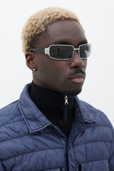 Miu Miu Black & Silver SMU58E Rectangular Sunglasses