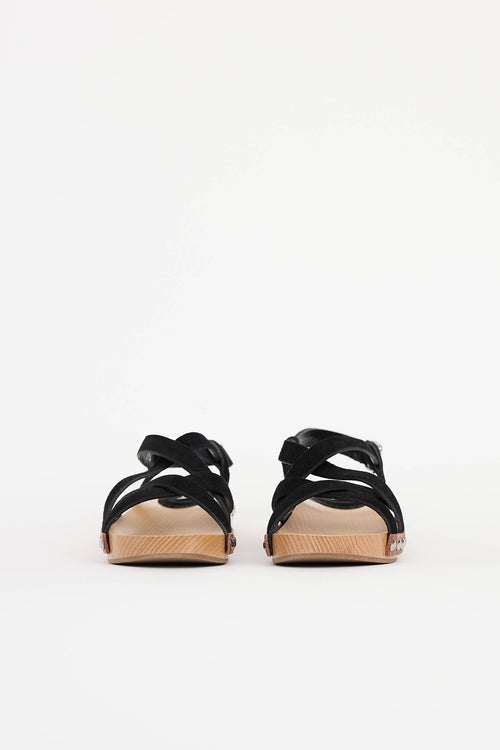 Miu Miu Suede & Wood Sandal