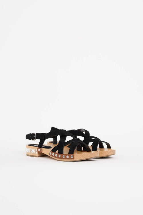 Miu Miu Suede & Wood Sandal
