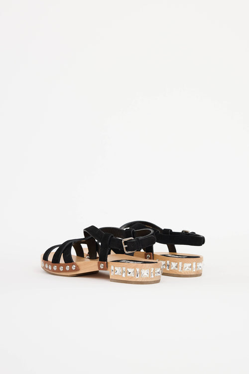 Miu Miu Suede & Wood Sandal