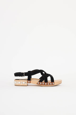 Miu Miu Suede & Wood Sandal