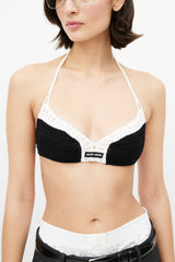Miu Miu Black & White Crochet Cotton Bra Top