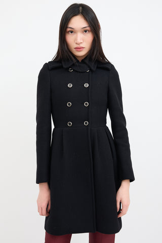 Miu Miu Black Wool Double Breasted Coat