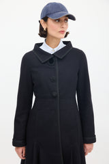 Miu Miu Black Wool Mid Length Embellished Coat