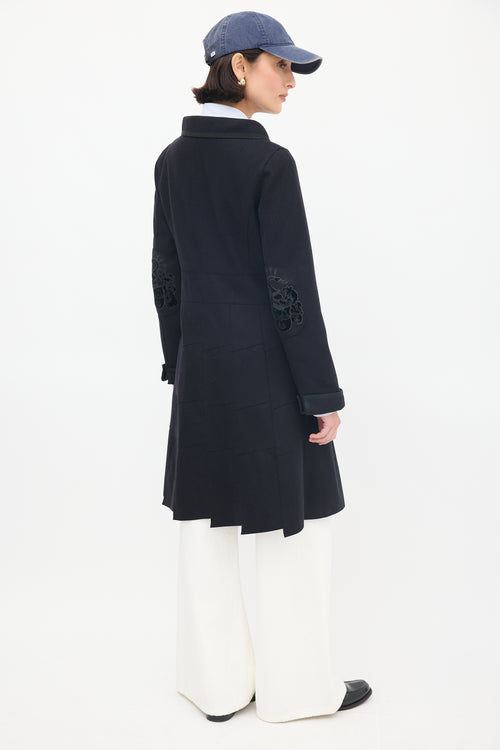 Miu Miu Black Wool Mid Length Embellished Coat