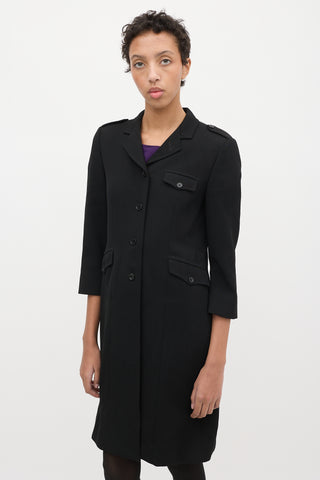 Miu Miu Black Wool Three Quarter Sleeve Coat