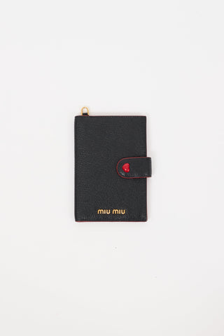 Miu Miu Black & Red Madras Love Lanyard Bifold Wallet