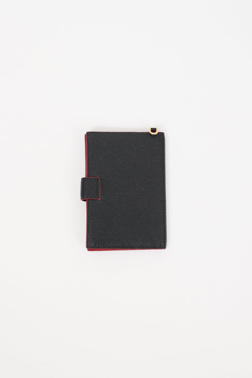 Miu Miu Black & Red Madras Love Lanyard Bifold Wallet