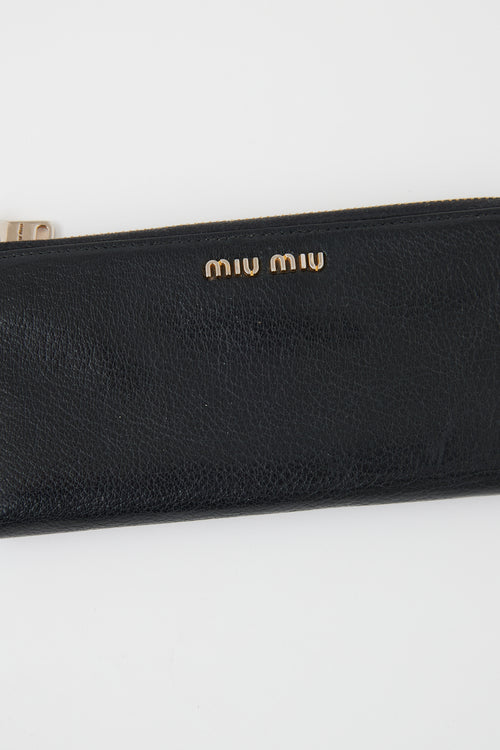 Miu Miu Black Leather Continental Wallet