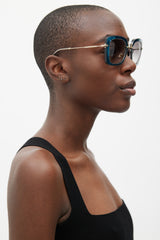 Miu Miu Blue & Gold SMU07O Square Sunglasses