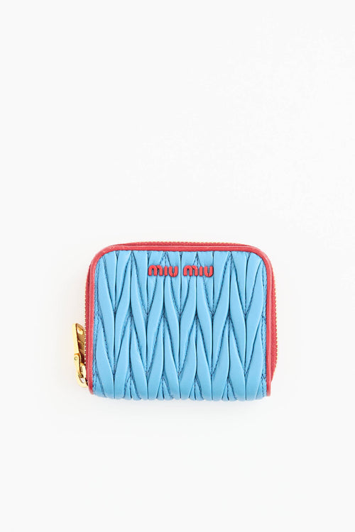 Light Blue Intrecciato Zip Wallet