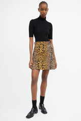 Miu Miu Brown & Black Printed A-Line Skirt
