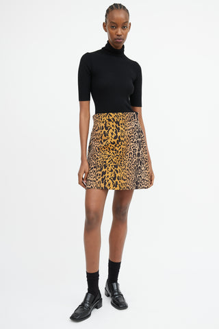 Miu Miu Brown & Black Printed A-Line Skirt