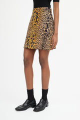 Miu Miu Brown & Black Printed A-Line Skirt