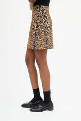 Miu Miu Brown & Black Printed A-Line Skirt