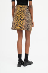 Miu Miu Brown & Black Printed A-Line Skirt