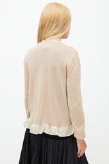 Miu Miu Brown Knit Ruffled Cardigan