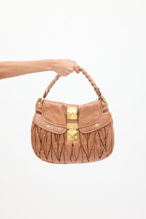 Miu Miu Brown Matelassé Leather Coffer Bag