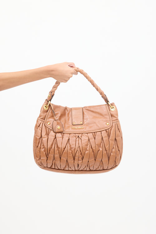 Miu Miu Brown Matelassé Leather Coffer Bag