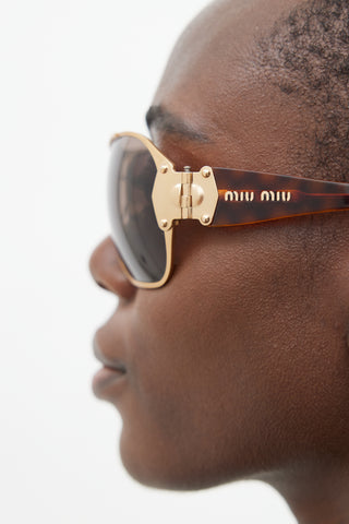 Miu Miu Brown & Gold SMU60G Oversized Sunglasses
