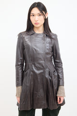 Miu Miu Brown Patent Leather A-Line Coat