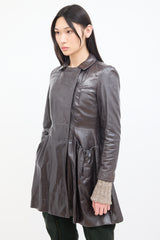 Miu Miu Brown Patent Leather A-Line Coat