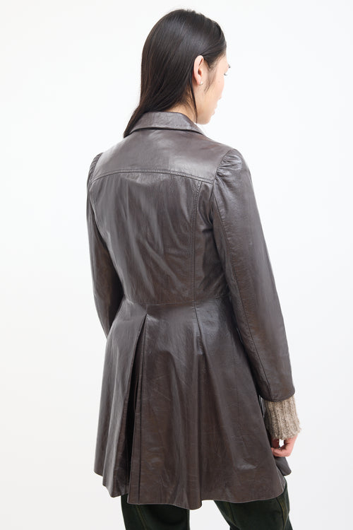 Miu Miu Brown Patent Leather A-Line Coat