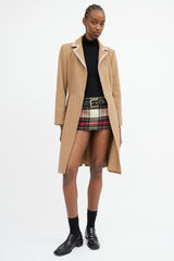 Miu Miu Brown & Pink Trim Collar Coat